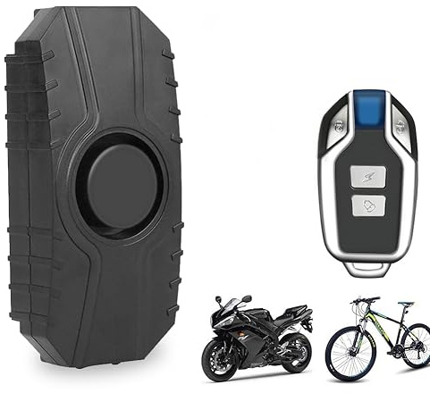 MIOLOE Motorrad Alarmanlage, Anti-Diebstahl Fahrrad Alarm 113dB Laute Vibration Sensing Wireless Anti-Diebstahl Fahrzeug Sicherheits Alarm System mit Fernbedienung für Motorrad, Fahrrad, Roller