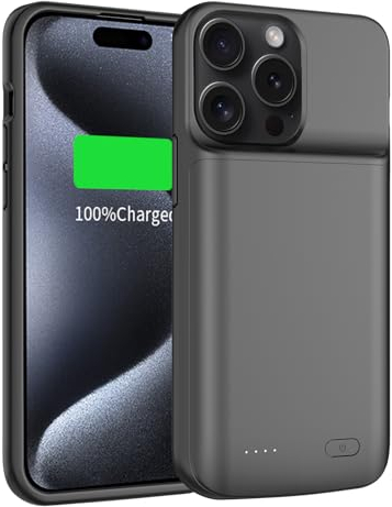 YISHDA Battery Case for iPhone 15 Pro max, 8500mAh Slim Portable Protective Charging Case Compatible with iPhone 15 Pro max(6.7 inch) with Rechargeable Extended Battery Pack Black