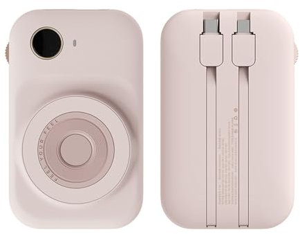 RIDAEX Magnetische Powerbank 10000 Mah USB mit Dual-Wire-Schnelllade-Powerbank, geeignet für alle Arten von Mobiltelefonen,Pink