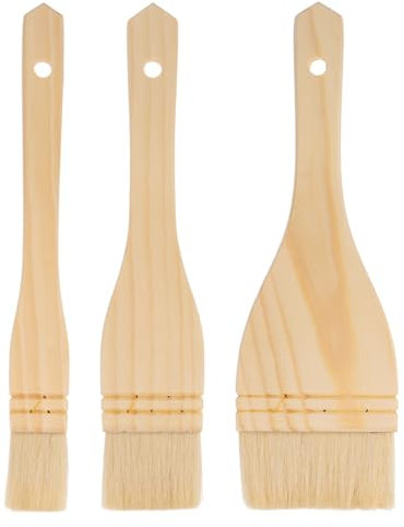 sourcing map 3 Pcs 3 Size Flat-Hake Brushes, Artist Painting Brushes Paint Brush Sheep Hair Brushes Set for Watercolor, Pottery Painting