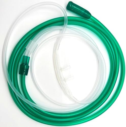 5pk High Flow Adult Oxygen Cannula w/Soft Curved Prongs & 2Ft Crush Resistant Tubing