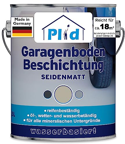 Plid® Garagenbodenbeschichtung Betonfarbe Außen & Innen frostsicher [2.5L Kieselgrau] - Wasser & Wetterbeständig - Garagenbodenfarbe - Bodenbeschichtung Außen - Betonversiegelung Außenbereich