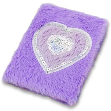 MultiValue Plush Journal, Colorful Heart Hardcover Notebook for Women Girls, Portable Small Pocket Plush Cute Hardback for Writers, Students (Purple)