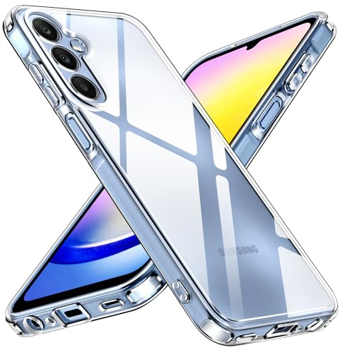 ivoler Anti-Amarillo Clara Funda para Samsung Galaxy A25 5G, Carcasa Bumper Teléfono Antigolpes Transparente, [Protección de Cámara] Silicona Anti-arañazos PC Duro Case