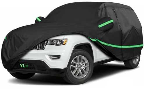 Autoabdeckung, große Autoabdeckung atmungsaktiv für SUV, Innen- und Außenbereich, staubdicht, Winddicht, schneedicht, wasserdicht, etc. Schwarz (YXL)