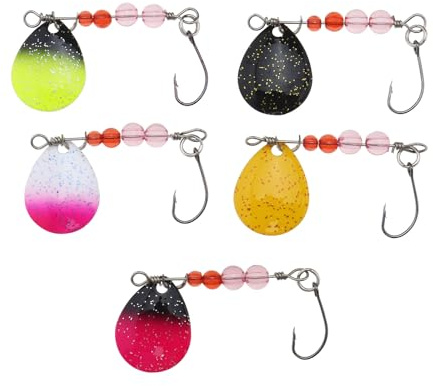 EMSea 5-teiliges Forellen-Spinner-Angelköder-Set Angel-Spinnerbait-Kit Einzelhaken-Angelköder Metall-Angelköder Köder-Angelgerät für Forellenbarsch 2,2 G