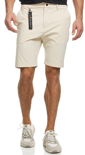 Indicode Herren INGareth Stretch Chino-Shorts mit Tunnelzug und 3 Taschen | Kurze Hose für Männer Fog, XL