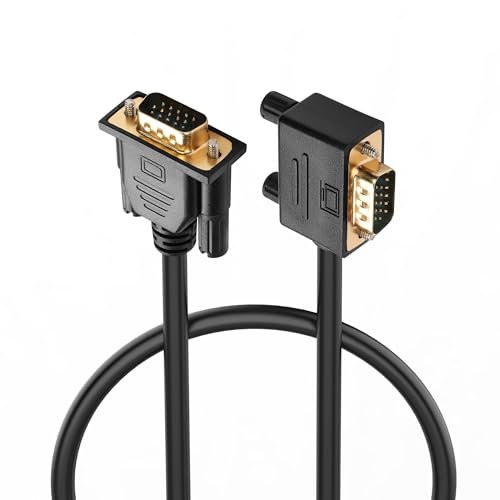 PNGKNYOCN 90 grados VGA Cable,0.5M 1080P Full HD ángulo recto VGA Macho a VGA Macho Cable de monitor para monitor de ordenador proyector y más (0.5M)