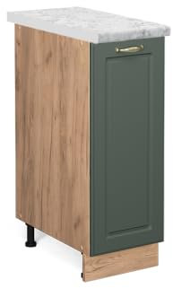Vicco Apothekerschrank Fame-Line, Grün-Gold Landhaus/Goldkraft Eiche, 30 cm, AP Marmor
