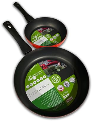 ECOSISTEMA - Padella (SET 20-26 cm) Acciaio Smaltato Vetrificato Antiaderente, Alta Qualità, Rivestimento Durevole e Antiaderente, Senza PFOA e PTFE, Antigraffio, Non Tossica