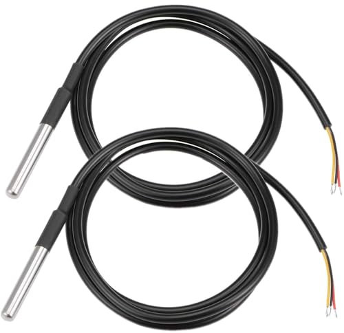 VISSQH 2 Stück digitaler Temperatursensor,Edelstahl Temperatursensor Wasserdichte Sonde Temperatur Sensor Kabel für Temperaturüberwachung