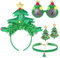 HOWAF Weihnachtsbaum Kostüm, Weihnachts Haarreif Tannenbaum Haarreif Weihnachten Weihnachtskopfschmuck, Weihnachtsbrille, Weihnachtsohrringe Weihnachtsbaum Halskette für Weihnachten Kostüm Damen