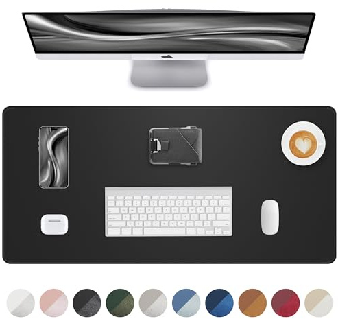 Leather Desk mat Protector,Mouse Mat,Non-Slip PU Leather Desk Blotter,Laptop Desk Pad,Waterproof Desk Cover mat for Office and Home (80 x 40,Black)