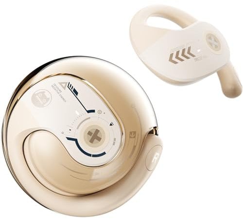 ZOMBIES CAT Open Ear Headphones Wireless Bluetooth 5.3 Earbuds 60H Playtime Over Ear Special Lanyard IPX5 Waterproof Sports for Android iOS, B7 White