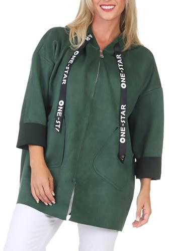 simaranda Sweatjacke Damen mit Kapuze Hoodie lange Übergangsjacke Kurzmantel uni mit Zipper Cardigan 5325