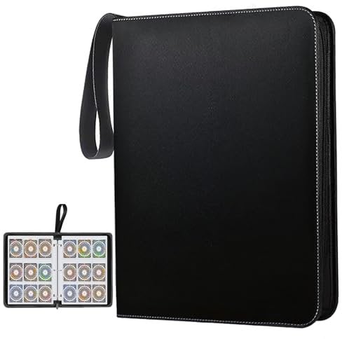 TUHDWJ Trading Card Binder 9 Pocket, Premium PU Leather Trading Card Album, 900 Pockets Card Folder Card Binder Holder Album, Removable Sleeves, Trading Card Albums for Boys Girls (Black)