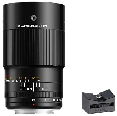 TTArtisan Obiettivo macro F2.8 da 100 mm con corpo in metallo 2x con attacco a slitta fredda compatibile con attacco Canon EF - nero