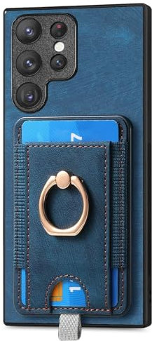 Étui for Samsung Galaxy S24 Ultra/S24 Plus/S24, Étui en Cuir avec Support, Housse De Téléphone Portefeuille Mince Détachable Magnétique 2 en 1 avec Porte-Carte(Bleu,S24 Ultra)