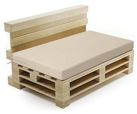 PRIMEPATIO Palettenkissen Outdoor für Terrassenmöbel, Auflagen, Kissen & Polster, Wasserdicht und Farbecht, Ersatz für Palettensofa, Sitzkissen für Europaletten, Hof, Garten, Terrasse, 120x80cm, Beige