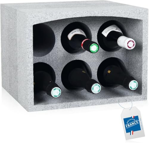 Stimo Weinregal stapelbar Flaschenbox aus Styropor Flaschen Aufbewahrung für 6 Flaschen, Grau, Arbeitsplatte