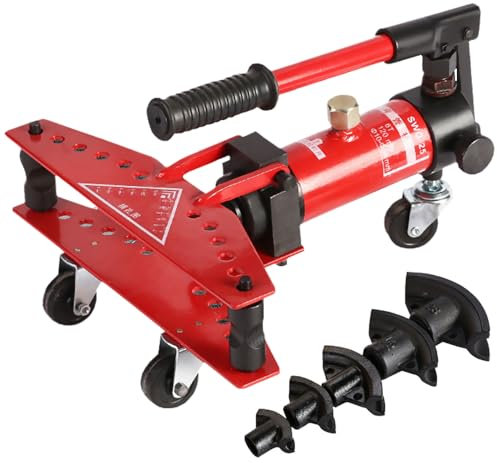 Plieuse à Tube Hydraulique Manuelle - Machine à Plier des Tubes de 10 à 25 mm avec 6 Matrices, Plage De Pliage de 0 à 90°, Kit de Plieuse Hydraulique pour Tuyaux en Acier, Tuyaux en Fer, INOX