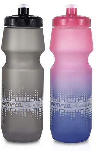 GEMFUL Lot de 2 bidon velo route, 750 ml, sans BPA, pratiques pour le cyclisme, le sport et les activités de plein air, durables et légères