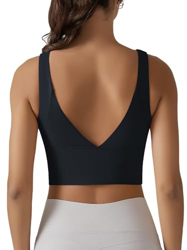 IDOPIP Sport BH Damen: Starker Halt Nahtloser BH Ohne Bügel Yoga Bra - Push up Crop Tops Elastic Wohlfühl-BH Bügelloser Soft Fitness Lauf Joggen Tief V Rücken Bustier Große Größen