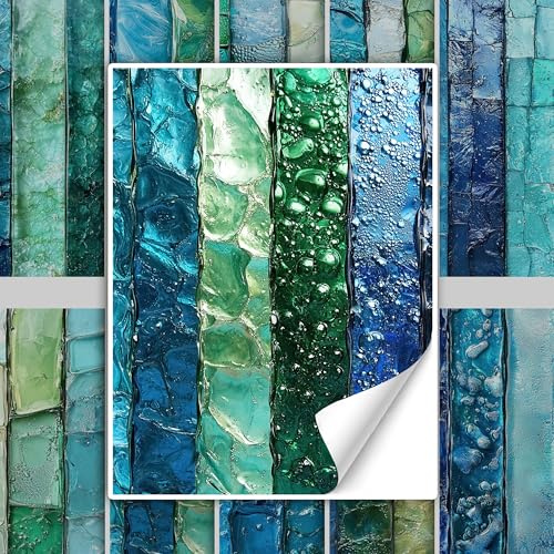 GRAZDesign Maritime Fliesenaufkleber Set – 3D Effekt, Blau und Grün, ablösbar, wasserdicht, 10-teilig - 20x25cm