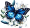 x4 Blue Butterfly Flower Vinyl Stickers Cover Marks Non Transparent Waterproof Floral Art Decals 1@ 20cm Tall Ideal for Toilets or car. 3@ 7cm Tall for Phone case, Cups & Wine Glass (Butterfly Blue)