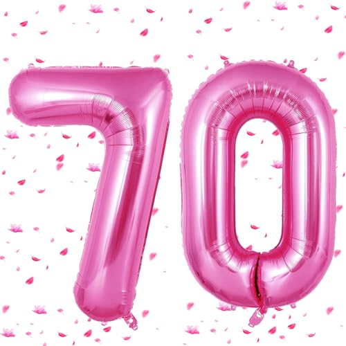 Rosa Pink Luftballon 70,Zahlen Luftballons rosa pink,40 Zoll Rosa Pink Folienballon 7&0,Zahlenballon 70 Helium Ballon 70 Geburtstag für Geburtstagsdeko Frau Mann Jubiläum Party Deko
