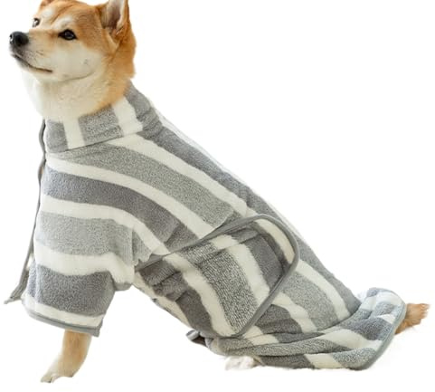 Hunde-Trockenmantel – super saugfähiger Bademantel | Hunde-Trockenmantel mit durchdachtem Design und Funktionalität | trocknende Mikrofaser-gestreifte Decke für Strandsalon