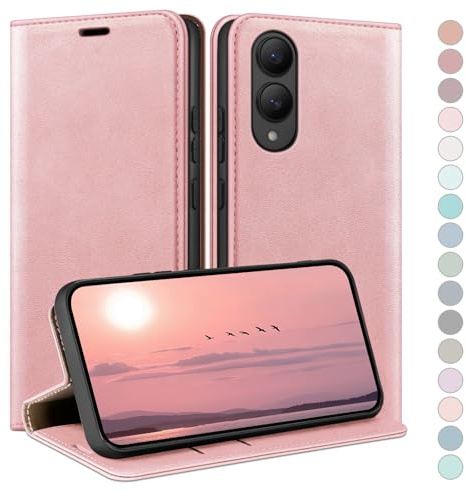 HUOUH for Samsung Galaxy S25 Edge Wallet case with RFID Blocking PU Leather,Flip Folio Book covers,Credit Card Holder Shockproof Phone case Women Men for Samsung S25 Edge case Rose Gold