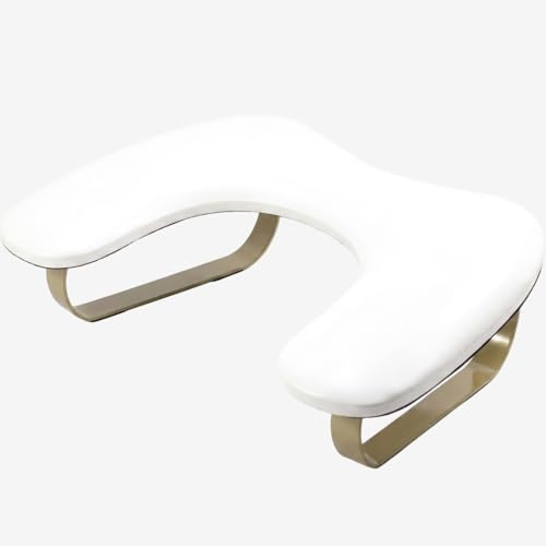 CENBEII Nail Arm Rest, 2 Dull Champagne Gold with Subtle Shimmer Stands | U Shaped Armrest, PU Leather, Anti-Slip Base, High-Elasticity Sponge, Hand Rest for Manicurist Nail Enthusiasts Salons