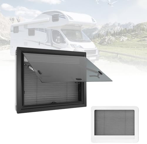 BAOCHADA Fenêtre pour Camping-car et Caravane 600x450mm, Fenêtre coulissante extérieure avec Store Intégré et Moustiquaire, Fenêtre pour Camping-car et Van