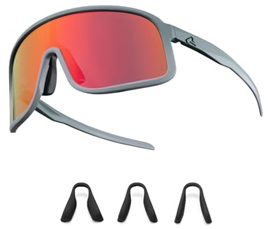 ROCKBROS Polarisiert Fahrradbrille Sonnenbrille Herren Damen TR90 Rahmen | UV400 Schutz Sonnenbrille Sportbrille, Ultraleichte Laufbrille, Austauschbare Nasenpads, für Radfahren MTB Laufen
