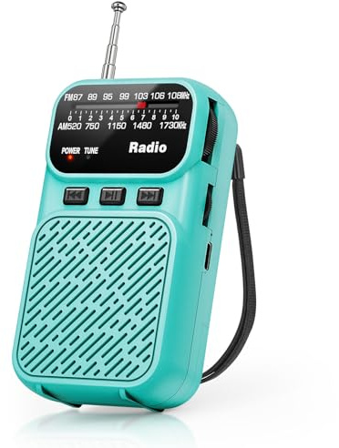 Pocket Radio Battery Operated FM AM Radio Small with Great Reception, Loud Speaker, Headphone Jack, Portable Radio Powered by AAA Batteries (Blue)