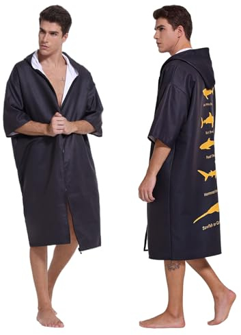 Pahajim Badeponcho Erwachsene Mikrofaser Bademantel Handtuch mit Kapuze | Handtuch Poncho mit Reissverschluss Leicht Schnelltrocknend für Strand,Schwimmbad,Wassersport
