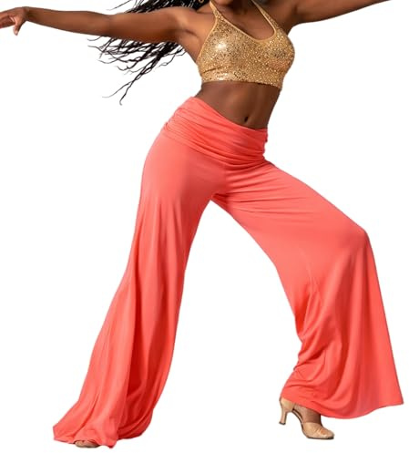 Generisch Women’s Fold Over Flared Pants, High Waist Wide Leg Yoga Sweatpants, Soft Stretch Casual Lounge Pants, Y2K Inspired Fit
