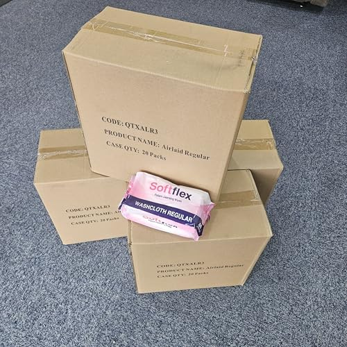 Bulk Buy Softflex Washcloth Regular Patient Cleansing Dry Wipes - 27cm x 19.5cm for Home Hospital or Care Home 1000 or 4000 Wipe Multipack case Quantities (80 Packs of 50 Wipes)