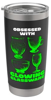 Obsesionado con la cristalería brillante Vaselina verde vidrio de uranio Vaso térmico de acero inoxidable de doble pared