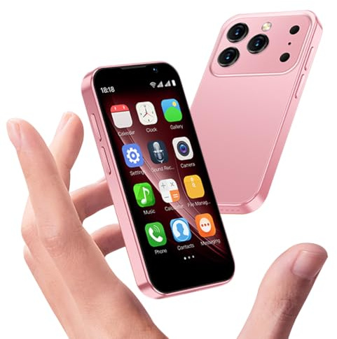 cofcvgs Mini-Handy Dual-SIM-Handy Entsperren 3,88-Zoll-HD-Display Kompaktes Touchscreen-Smartphone für Kinder und Studenten Gesichtserkennung (Rosa)