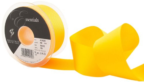 Berisfords 41025 20 m x 40 mm Polyester Grosgrain Ribbon, Yellow