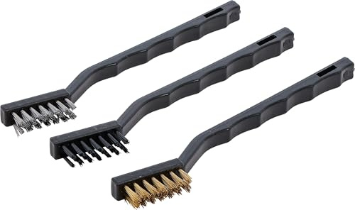 BGS Diy 85811 | Bürsten-Satz | 175 mm | 3-tlg. | Messingbürste, Nylonbürste, Stahlbürste | schwarzer Kunststoffgriff