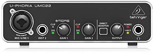 Behringer U-PHORIA UMC22 Audiophile 2x2 USB Audio Interface with Midas Mic Preamplifier
