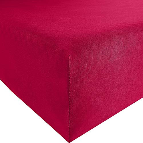 Erwin Müller Spannbettlaken Freising Elasthan-Jersey-Stretch - dehnbar, antipilling, bügelfrei, Rundumgummi - rot Größe 140x200 cm - 160x220 cm