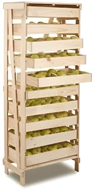 Primrose 10 Drawer Natural Pine Wooden Pressure Treated Space Saving Apple Storage Rack 156cm
