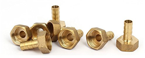 sourcing map 8 Stück Schlauch Schlauchanschluss Barb Rohrverbinder Kupplungen Fitting Messing G1/2 Innengewinde 10mm Durchmesser