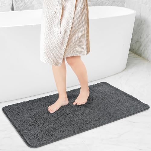 Sentidos Badematte Badteppich rutschfeste,weicher Badezimmerteppich Wasserabsorbierend maschinenwaschbar Badvorleger für Dusche, Badewanne, Toilette (50X80 cm + 40X50 cm, Grau)