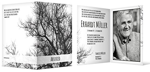 10 x Trauerkarten individuell Text Foto Klappkarte Trauer Beerdigung - Baum der Erinnerung