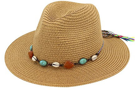 Petalum Chapeau de Soleil Melon de Paille Chic Anti UV Capeline Panama Lacet Pierre Eté